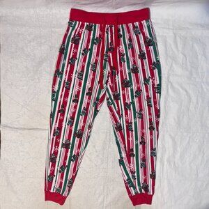 Buc-ee's Christmas Pajama Pants Unisex L Red Green Striped Beaver Sleepwear